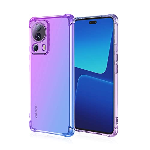 PEIYE Bunt Farbverlauf Durchscheinend Hülle für Xiaomi 13 Lite (Mi 13 Lite), TPU Silikon Schutzhülle Mit Ecken Stoßstange -Lila blau von PEIYE