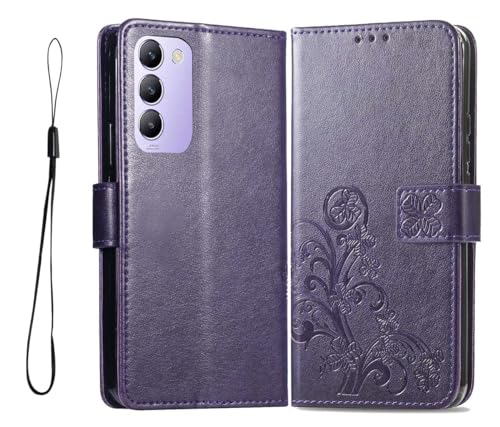 PEIYE Geprägte Hülle für Vivo V40 SE, Klappbar Lederhülle Flip Cover Case, Schutzhülle Handyhülle mit Kartenfach und Geldfach, TPU-Innenteil, Magnetverschluss, Standfunktion,Dunkelviolett PEIYE Geprägte Hülle für Vivo V40 SE, Klappbar Lederhülle Flip Cover Case, Schutzhülle Handyhülle mit Kartenfach und Geldfach, TPU-Innenteil, Magnetverschluss, Standfunktion,Dunkelviolett von PEIYE