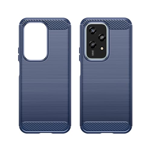 PEIYE Hülle für Honor 200 Lite - Stoßfeste Handyhülle aus Silikon, Schutzhülle mit Bumper, Carbonfaser & Gebürstete Textur Cover Case (Blau) von PEIYE