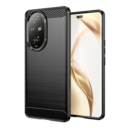 PEIYE Hülle für Honor 200 Pro - Stoßfeste Handyhülle aus Silikon, Schutzhülle mit Bumper, Carbonfaser & Gebürstete Textur Cover Case (Schwarz) von PEIYE