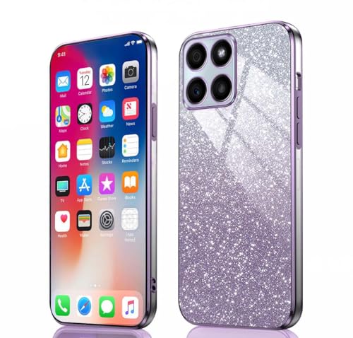 PEIYE Hülle für Honor 70 Lite/Honor X6 / Honor X8 5G - Stoßfeste Silikon Handyhülle, Schutzhülle mit Elektroplattierten Rändern und Integrierter Glitzerkarte mit Glitzer, Cover Case, Verlauf Lila PEIYE Hülle für Honor 70 Lite/Honor X6 / Honor X8 5G - Stoßfeste Silikon Handyhülle, Schutzhülle mit Elektroplattierten Rändern und Integrierter Glitzerkarte mit Glitzer, Cover Case, Verlauf Lila von PEIYE