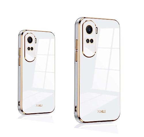 PEIYE Hülle für Honor 90 Lite, TPU Silikon Schutzhülle Mit Galvanisierte goldene Rand -Weiß von PEIYE