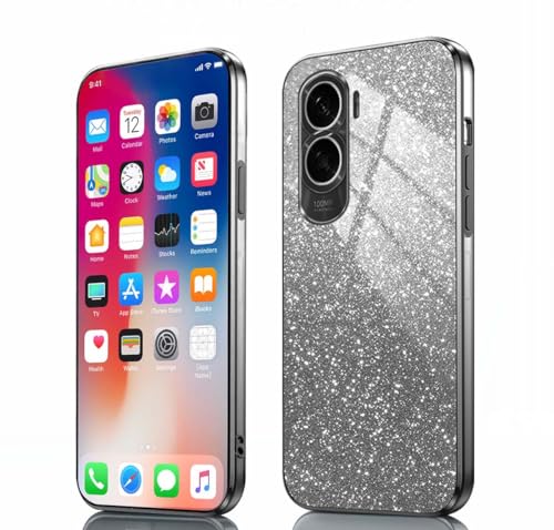 PEIYE Hülle für Honor 90 Lite - Stoßfeste Silikon Handyhülle, Glitzernde Schutzhülle mit Elektroplattierten Rändern und Integrierter Glitzerkarte mit Glitzer, Cover Case, Verlauf Schwarz PEIYE Hülle für Honor 90 Lite - Stoßfeste Silikon Handyhülle, Glitzernde Schutzhülle mit Elektroplattierten Rändern und Integrierter Glitzerkarte mit Glitzer, Cover Case, Verlauf Schwarz von PEIYE