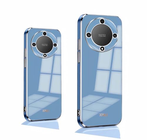 PEIYE Hülle für Honor Magic 6 Lite 5G / Honor X9b, Stoßfeste Bumper Silikon Schutzhülle, Weiche TPU Handyhülle mit Glänzender Oberfläche & Goldenen Kanten, Cover Case, Blau von PEIYE