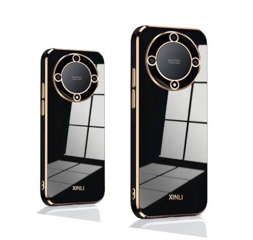 PEIYE Hülle für Honor Magic 6 Lite 5G / Honor X9b, Stoßfeste Bumper Silikon Schutzhülle, Weiche TPU Handyhülle mit Glänzender Oberfläche & Goldenen Kanten, Cover Case, Schwarz PEIYE Hülle für Honor Magic 6 Lite 5G / Honor X9b, Stoßfeste Bumper Silikon Schutzhülle, Weiche TPU Handyhülle mit Glänzender Oberfläche & Goldenen Kanten, Cover Case, Schwarz von PEIYE