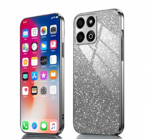 PEIYE Hülle für Honor X6b - Stoßfeste Silikon Handyhülle, Glitzernde Schutzhülle mit Elektroplattierten Rändern und Integrierter Glitzerkarte mit Glitzer, Cover Case, Verlauf Schwarz PEIYE Hülle für Honor X6b - Stoßfeste Silikon Handyhülle, Glitzernde Schutzhülle mit Elektroplattierten Rändern und Integrierter Glitzerkarte mit Glitzer, Cover Case, Verlauf Schwarz von PEIYE