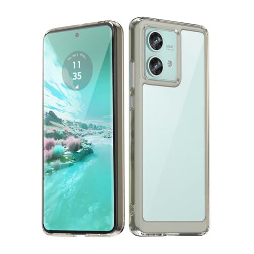 PEIYE Hülle für Motorola Edge 40 Neo, Transparente Schutzhülle mit Weichem TPU Silikon Rahmen und Harter Klaren Rückseite, Stoßfeste Handyhülle, Bumper Case, Cover, Grauer Rand von PEIYE