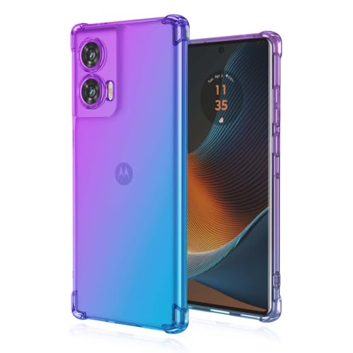 PEIYE Hülle für Motorola Edge 50 Fusion, Stoßfeste Weiche Silikon TPU Handyhülle mit Bumper, Antischock-Silikon-Ecken, Halbtransparente Gradientenfarbe- Schutzhülle Cover Case -Lila Blau von PEIYE