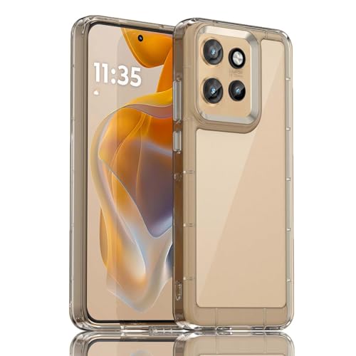 PEIYE Hülle für Motorola Edge 50 Neo, Transparente Schutzhülle mit Weichem TPU Silikon Rahmen und Harter Klaren Rückseite, Stoßfeste Handyhülle, Bumper Case, Cover, Grauer Rand von PEIYE