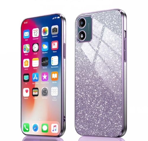 PEIYE Hülle für Motorola Moto E13 - Stoßfeste Silikon Handyhülle, Glitzernde Schutzhülle mit Elektroplattierten Rändern und Integrierter Glitzerkarte mit Glitzer, Cover Case, Verlauf Lila PEIYE Hülle für Motorola Moto E13 - Stoßfeste Silikon Handyhülle, Glitzernde Schutzhülle mit Elektroplattierten Rändern und Integrierter Glitzerkarte mit Glitzer, Cover Case, Verlauf Lila von PEIYE