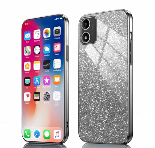 PEIYE Hülle für Motorola Moto E13 - Stoßfeste Silikon Handyhülle, Glitzernde Schutzhülle mit Elektroplattierten Rändern und Integrierter Glitzerkarte mit Glitzer, Cover Case, Verlauf Schwarz PEIYE Hülle für Motorola Moto E13 - Stoßfeste Silikon Handyhülle, Glitzernde Schutzhülle mit Elektroplattierten Rändern und Integrierter Glitzerkarte mit Glitzer, Cover Case, Verlauf Schwarz von PEIYE