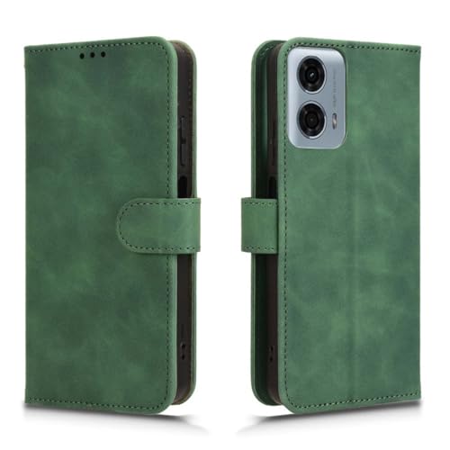 PEIYE Hülle für Motorola Moto G34 5G, Klappbar Lederhülle Flip Cover Case, Wallet Schutzhülle Handyhülle mit Kartenfach und Geldfach, Magnetverschluss, Standfunktion, TPU-Innenteil, (Grün) von PEIYE