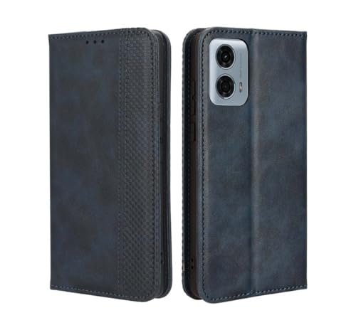 PEIYE Hülle für Motorola Moto G34 5G, Wallet Klappbar Lederhülle Flip Cover Case, Schutzhülle Handyhülle mit Kartenfach und Geldfach, TPU-Innenteil, Magnetverschluss, Standfunktion -Blau von PEIYE