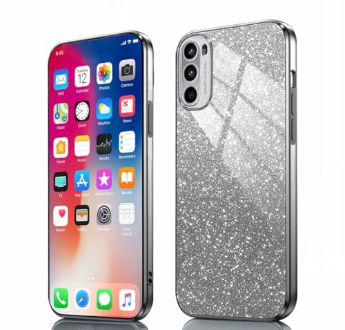 PEIYE Hülle für Motorola Moto G52 / Moto G82 - Stoßfeste Silikon Handyhülle, Glitzernde Schutzhülle mit Elektroplattierten Rändern und Integrierter Glitzerkarte mit Glitzer, Cover Case, VerlaufSchwarz PEIYE Hülle für Motorola Moto G52 / Moto G82 - Stoßfeste Silikon Handyhülle, Glitzernde Schutzhülle mit Elektroplattierten Rändern und Integrierter Glitzerkarte mit Glitzer, Cover Case, VerlaufSchwarz von PEIYE