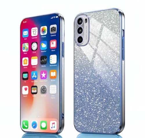 PEIYE Hülle für Motorola Moto G52 / Moto G82 - Stoßfeste Silikon Handyhülle, Glitzernde Schutzhülle mit Elektroplattierten Rändern und Integrierter Glitzerkarte mit Glitzer, Cover Case, Verlauf Blau PEIYE Hülle für Motorola Moto G52 / Moto G82 - Stoßfeste Silikon Handyhülle, Glitzernde Schutzhülle mit Elektroplattierten Rändern und Integrierter Glitzerkarte mit Glitzer, Cover Case, Verlauf Blau von PEIYE