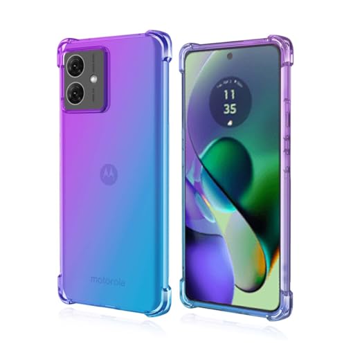 PEIYE Hülle für Motorola Moto G54 5G, Stoßfeste Weiche Silikon TPU Handyhülle mit Bumper, Antischock-Silikon-Ecken, Halbtransparente Gradientenfarbe- Schutzhülle Cover Case -Lila Blau von PEIYE