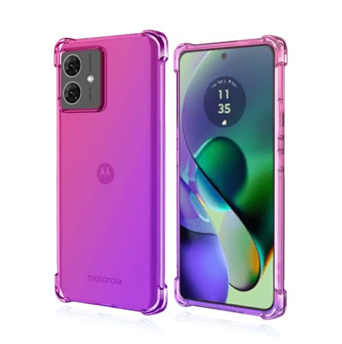 PEIYE Hülle für Motorola Moto G54 5G, Stoßfeste Weiche Silikon TPU Handyhülle mit Bumper, Antischock-Silikon-Ecken, Halbtransparente Gradientenfarbe- Schutzhülle Cover Case -Rosa Lila von PEIYE