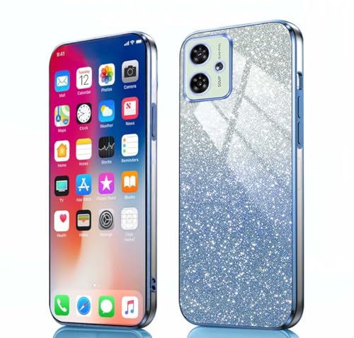 PEIYE Hülle für Motorola Moto G54 - Stoßfeste Silikon Handyhülle, Glitzernde Schutzhülle mit Elektroplattierten Rändern und Integrierter Glitzerkarte mit Glitzer, Cover Case, Verlauf Blau PEIYE Hülle für Motorola Moto G54 - Stoßfeste Silikon Handyhülle, Glitzernde Schutzhülle mit Elektroplattierten Rändern und Integrierter Glitzerkarte mit Glitzer, Cover Case, Verlauf Blau von PEIYE