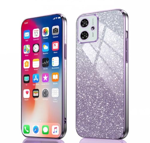 PEIYE Hülle für Motorola Moto G54 - Stoßfeste Silikon Handyhülle, Glitzernde Schutzhülle mit Elektroplattierten Rändern und Integrierter Glitzerkarte mit Glitzer, Cover Case, Verlauf Lila PEIYE Hülle für Motorola Moto G54 - Stoßfeste Silikon Handyhülle, Glitzernde Schutzhülle mit Elektroplattierten Rändern und Integrierter Glitzerkarte mit Glitzer, Cover Case, Verlauf Lila von PEIYE