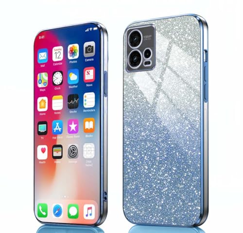 PEIYE Hülle für Motorola Moto G72 - Stoßfeste Silikon Handyhülle, Glitzernde Schutzhülle mit Elektroplattierten Rändern und Integrierter Glitzerkarte mit Glitzer, Cover Case, Verlauf Blau PEIYE Hülle für Motorola Moto G72 - Stoßfeste Silikon Handyhülle, Glitzernde Schutzhülle mit Elektroplattierten Rändern und Integrierter Glitzerkarte mit Glitzer, Cover Case, Verlauf Blau von PEIYE