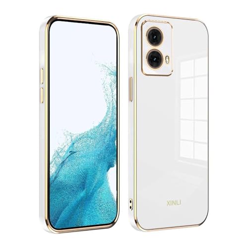 PEIYE Hülle für Motorola Moto G85, Stoßfeste Bumper Silikon Schutzhülle, Weiche TPU Handyhülle mit Glänzender Oberfläche & Goldenen Kanten, Cover Case, Weiß PEIYE Hülle für Motorola Moto G85, Stoßfeste Bumper Silikon Schutzhülle, Weiche TPU Handyhülle mit Glänzender Oberfläche & Goldenen Kanten, Cover Case, Weiß von PEIYE