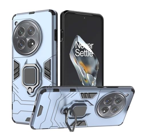 PEIYE Hülle für OnePlus 12, Handyhülle Schutzhülle mit Silikon Bumper & Stoßfeste Hard PC Rückseite, 360° Ringständer Armor, Autohalterung Kompatibel Cover Case, Blau von PEIYE