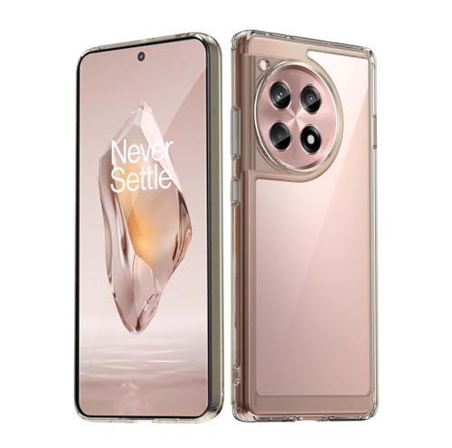 PEIYE Hülle für OnePlus 12R, Transparente Schutzhülle mit Weichem TPU Silikon Rahmen und Harter Klaren Rückseite, Stoßfeste Handyhülle, Bumper Case, Cover, Grauer Rand von PEIYE
