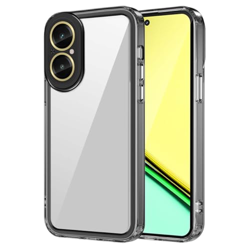 PEIYE Hülle für Realme C67 4G, Transparente Handyhülle mit Weichem TPU Silikon Rahmen und Harter Klaren Rückseite, Stoßfeste Schutzhülle, Bumper Case Cover -Schwarzer Rahmen von PEIYE