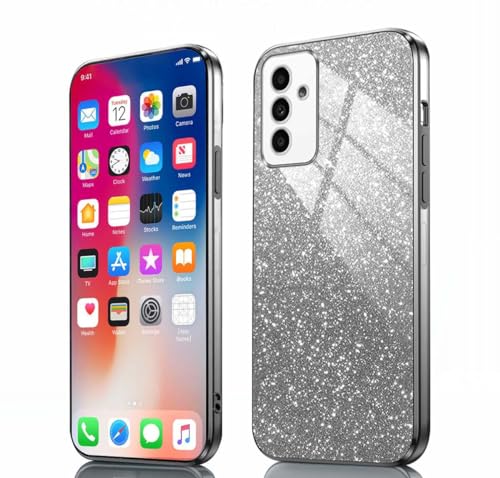 PEIYE Hülle für Samsung Galaxy S23 Fe 5G - Stoßfeste Silikon Handyhülle, Glitzernde Schutzhülle mit Elektroplattierten Rändern und Integrierter Glitzerkarte mit Glitzer, Cover Case, Verlauf Schwarz von PEIYE