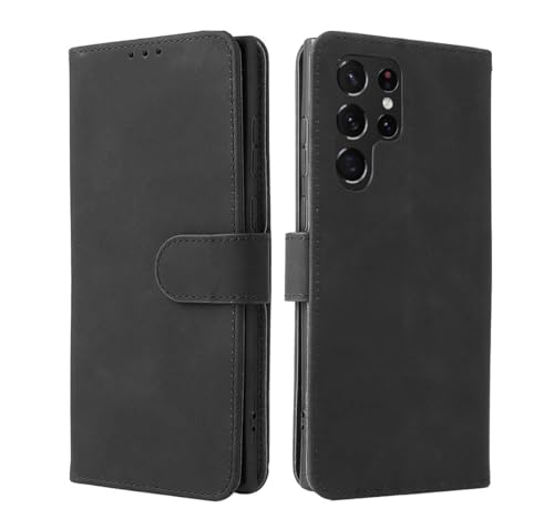 PEIYE Hülle für Samsung Galaxy S24 Ultra 5G, Klappbar Lederhülle Flip Cover Case, Wallet Schutzhülle Handyhülle mit Kartenfach und Geldfach, Magnetverschluss, Standfunktion, TPU-Innenteil, (Schwarz) von PEIYE