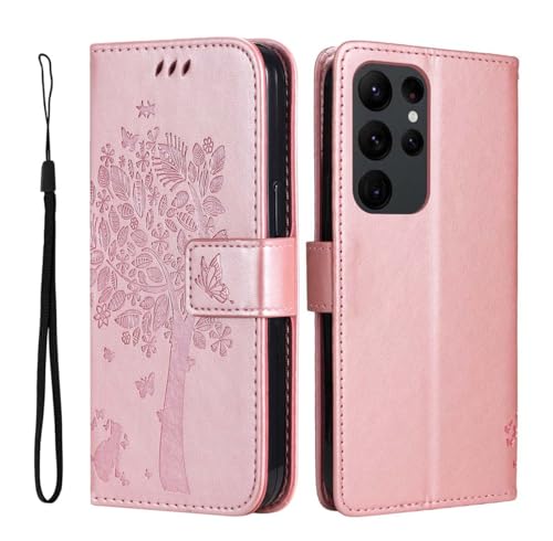 PEIYE Hülle für Samsung Galaxy S24 Ultra 5G - Handyhülle mit Flip Leder, Stoßfeste Silikon Bumper, Schutzhülle mit Kartenfach & Wallet, Ständer & Magnetverschluss - Cover Case -Roségold von PEIYE