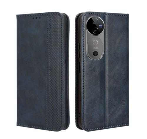 PEIYE Hülle für Vivo V40 5G, Wallet Klappbar Lederhülle Flip Cover Case, Schutzhülle Handyhülle mit Kartenfach und Geldfach, TPU-Innenteil, Magnetverschluss, Standfunktion -Blau von PEIYE