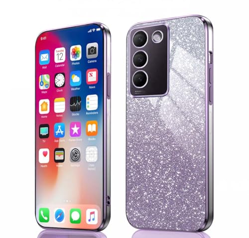 PEIYE Hülle für Vivo V40 SE - Stoßfeste Silikon Handyhülle, Glitzernde Schutzhülle mit Elektroplattierten Rändern und Integrierter Glitzerkarte mit Glitzer, Cover Case, Verlauf Lila PEIYE Hülle für Vivo V40 SE - Stoßfeste Silikon Handyhülle, Glitzernde Schutzhülle mit Elektroplattierten Rändern und Integrierter Glitzerkarte mit Glitzer, Cover Case, Verlauf Lila von PEIYE