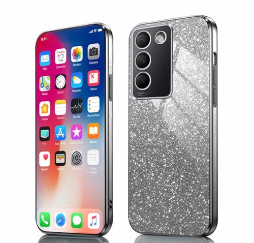 PEIYE Hülle für Vivo V40 SE - Stoßfeste Silikon Handyhülle, Glitzernde Schutzhülle mit Elektroplattierten Rändern und Integrierter Glitzerkarte mit Glitzer, Cover Case, Verlauf Schwarz PEIYE Hülle für Vivo V40 SE - Stoßfeste Silikon Handyhülle, Glitzernde Schutzhülle mit Elektroplattierten Rändern und Integrierter Glitzerkarte mit Glitzer, Cover Case, Verlauf Schwarz von PEIYE