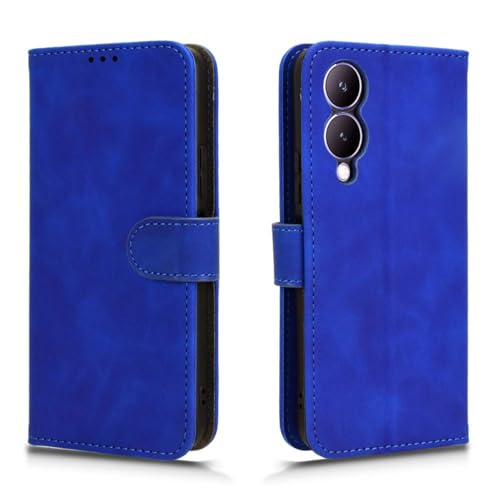 PEIYE Hülle für Vivo Y17s, Klappbar Lederhülle Flip Cover Case, Wallet Schutzhülle Handyhülle mit Kartenfach und Geldfach, Magnetverschluss, Standfunktion, TPU-Innenteil, (Blau) von PEIYE