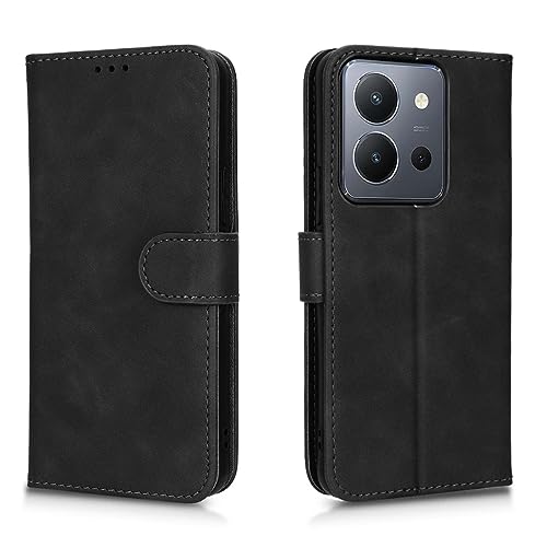 PEIYE Hülle für Vivo Y36 4G, Klappbar Lederhülle Flip Cover Case, Wallet Schutzhülle Handyhülle mit Kartenfach und Geldfach, Magnetverschluss, Standfunktion, TPU-Innenteil, (Schwarz) von PEIYE