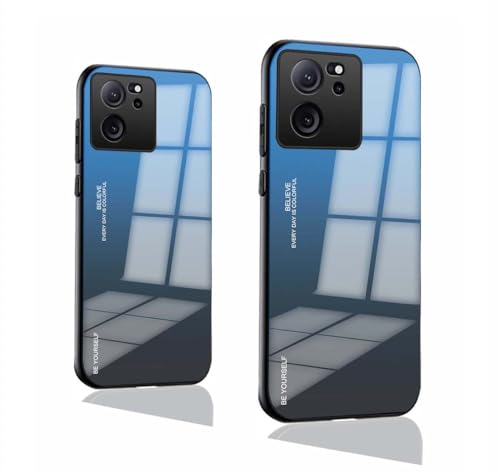 PEIYE Hülle für Xiaomi 13T / Xiaomi 13T Pro, Handyhülle mit Flexiblem Silikon TPU Rahmen und Gehärtetem Glas Rückwand, Stoßfeste Schutzhülle, Gradientenfarbe, Bumper Case Cover, 07 von PEIYE