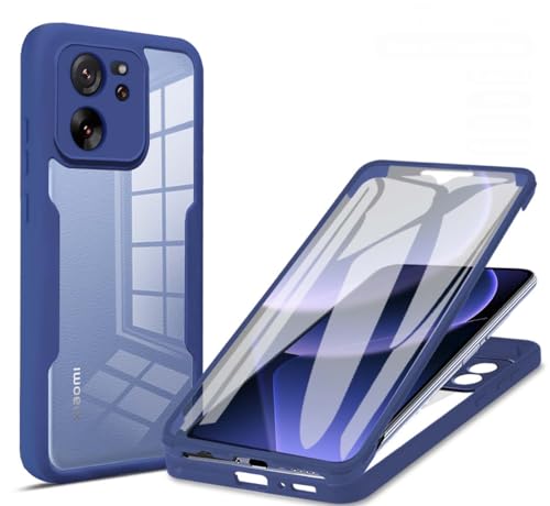 PEIYE Hülle für Xiaomi 13T Pro/Xiaomi 13T - Stoßfeste Schutzhülle mit Transparent Hartem Rücken & Silikon-Rändern, Integrierter Bildschirmschutz, 360° Schutz Handyhülle, Cover Case -Blau von PEIYE