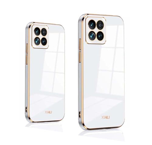 PEIYE Hülle für Xiaomi 14, Stoßfeste Bumper Silikon Schutzhülle, Weiche TPU Handyhülle mit Glänzender Oberfläche & Goldenen Kanten, Cover Case, Weiß PEIYE Hülle für Xiaomi 14, Stoßfeste Bumper Silikon Schutzhülle, Weiche TPU Handyhülle mit Glänzender Oberfläche & Goldenen Kanten, Cover Case, Weiß von PEIYE