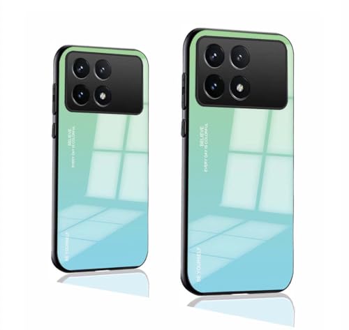 PEIYE Hülle für Xiaomi Poco X6 Pro, Handyhülle mit Flexiblem Silikon TPU Rahmen und Gehärtetem Glas Rückwand, Stoßfeste Schutzhülle, Gradientenfarbe, Bumper Case Cover, 06 von PEIYE
