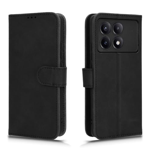 PEIYE Hülle für Xiaomi Poco X6 Pro, Klappbar Lederhülle Flip Cover Case, Wallet Schutzhülle Handyhülle mit Kartenfach und Geldfach, Magnetverschluss, Standfunktion, TPU-Innenteil, (Schwarz) von PEIYE