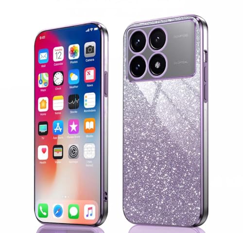 PEIYE Hülle für Xiaomi Poco X6 Pro - Stoßfeste Silikon Handyhülle, Glitzernde Schutzhülle mit Elektroplattierten Rändern und Integrierter Glitzerkarte mit Glitzer, Cover Case, Verlauf Lila PEIYE Hülle für Xiaomi Poco X6 Pro - Stoßfeste Silikon Handyhülle, Glitzernde Schutzhülle mit Elektroplattierten Rändern und Integrierter Glitzerkarte mit Glitzer, Cover Case, Verlauf Lila von PEIYE