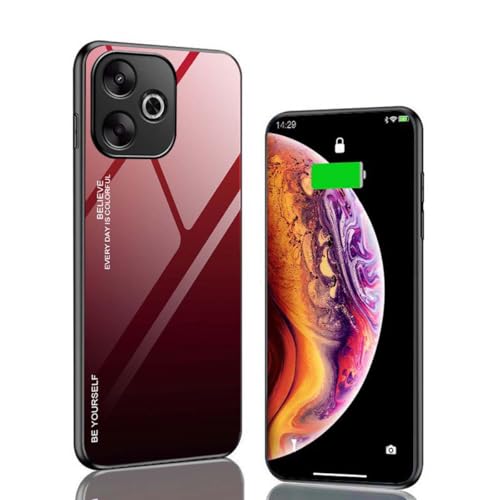 PEIYE Hülle für Xiaomi Redmi 13 4G / Poco M6 4G, Handyhülle mit Flexiblem Silikon TPU Rahmen und Gehärtetem Glas Rückwand, Stoßfeste Schutzhülle, Gradientenfarbe, Bumper Case Cover, 05 von PEIYE