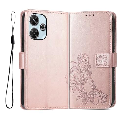 PEIYE Hülle für Xiaomi Redmi 13 4G / Poco M6 4G, Klappbar Lederhülle Flip Case, Schutzhülle Handyhülle mit Kartenfach und Geldfach, TPU-Innenteil, Magnetverschluss, Standfunktion,Roségold von PEIYE