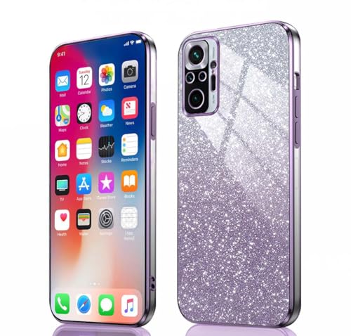 PEIYE Hülle für Xiaomi Redmi Note 10 Pro 4G - Stoßfeste Silikon Handyhülle, Glitzernde Schutzhülle mit Elektroplattierten Rändern und Integrierter Glitzerkarte mit Glitzer, Cover Case, Verlauf Lila PEIYE Hülle für Xiaomi Redmi Note 10 Pro 4G - Stoßfeste Silikon Handyhülle, Glitzernde Schutzhülle mit Elektroplattierten Rändern und Integrierter Glitzerkarte mit Glitzer, Cover Case, Verlauf Lila von PEIYE