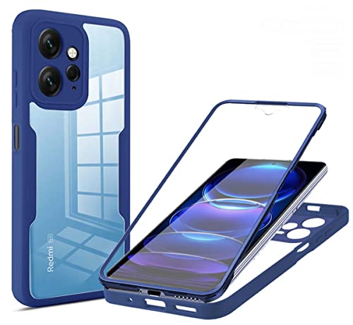 PEIYE Hülle für Xiaomi Redmi Note 12 4G, 360 Grad Rundumschutz Stoßfeste Handyhülle mit Integriertem Displayschutz, Transparent Soft TPU Bumper Schutzhülle -Blau von PEIYE
