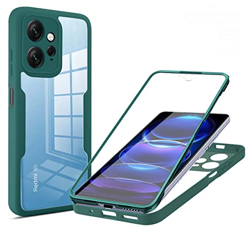 PEIYE Hülle für Xiaomi Redmi Note 12 4G, 360 Grad Rundumschutz Stoßfeste Handyhülle mit Integriertem Displayschutz, Transparent Soft TPU Bumper Schutzhülle -Grün von PEIYE