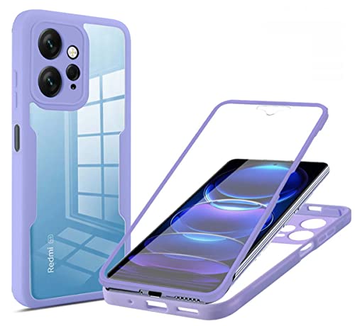 PEIYE Hülle für Xiaomi Redmi Note 12 4G, 360 Grad Rundumschutz Stoßfeste Handyhülle mit Integriertem Displayschutz, Transparent Soft TPU Bumper Schutzhülle -Lila von PEIYE