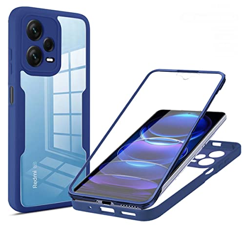 PEIYE Hülle für Xiaomi Redmi Note 12 Pro+ 5G (Plus), 360 Grad Rundumschutz Stoßfeste Handyhülle mit Integriertem Displayschutz, Transparent Soft TPU Bumper Schutzhülle -Blau von PEIYE