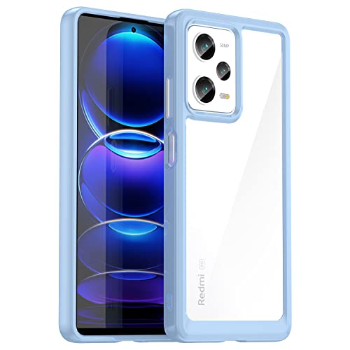 PEIYE Hülle für Xiaomi Redmi Note 12 Pro Plus 5G (Pro+), Handyhülle Transparent Rückseite mit Stoßfeste Weich TPU Silikon Bumper Schutzhülle (Blau) von PEIYE